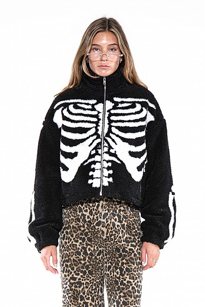 SKELETON SHERPA ZIP-UP JACKET