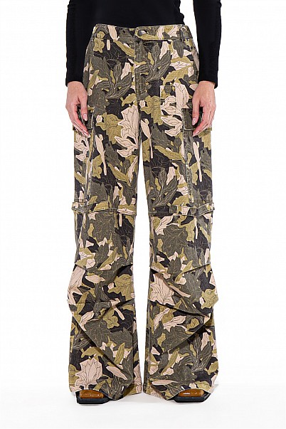 BOTANICAL CARGO WIDE-LEG PANTS