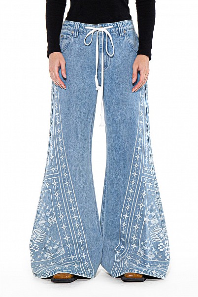 BANDANA FLARE PANEL JEANS