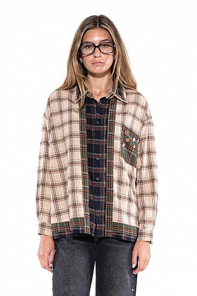 PATCHWORK PRAIRIE PLAID BUTTON SHIRT