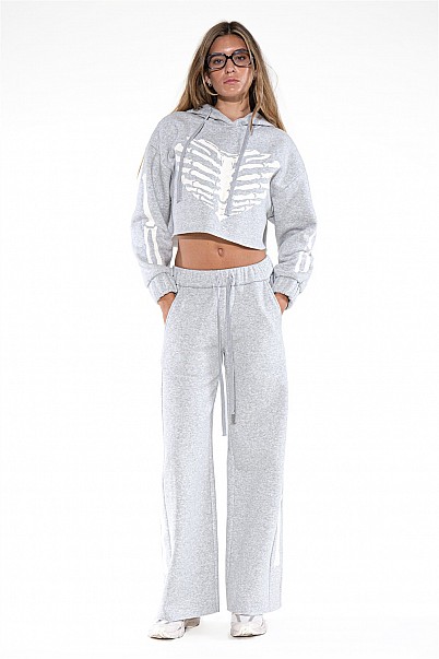 SKELETON HEART CROPPED HOODIE & SWEATPANTS SET