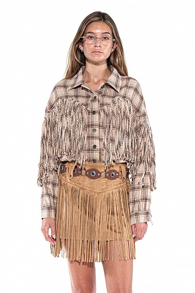 DESERT TRAIL FRINGE PLAID SHIRT