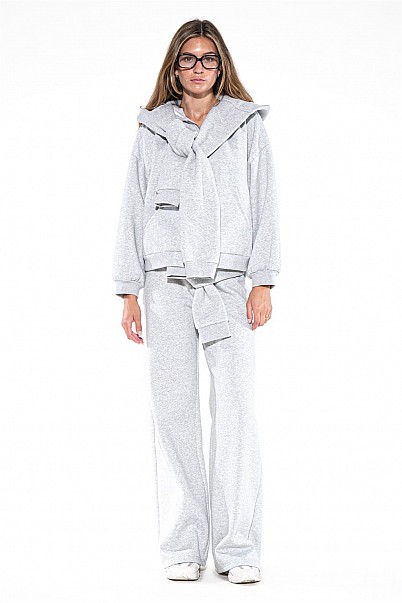 COZY LAYERED EFFECT HOODIE & WIDE-LEG PANT SET