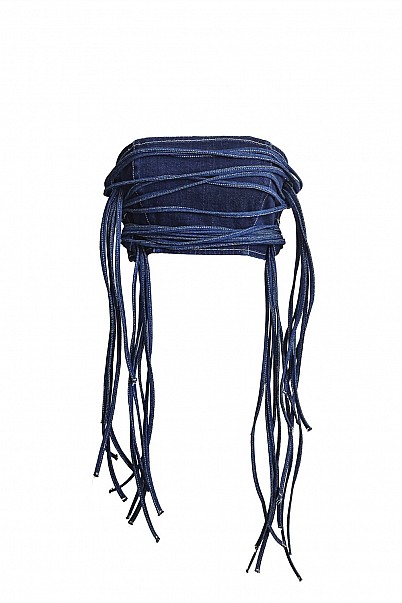 DENIM FRINGE TIE TUBE TOP