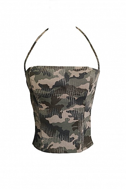 CAMO STRAP BANDEAU TOP