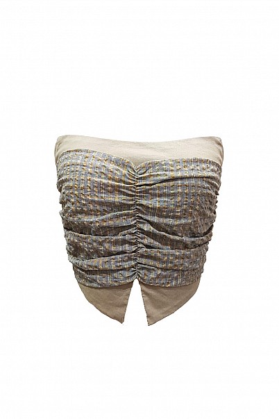 RUCHED CONTRAST BANDEAU TOP