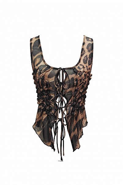 SHADOW DRIFT RUCHED MESH TOP