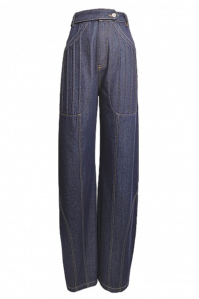 PANEL STITCH WIDE-LEG JEANS