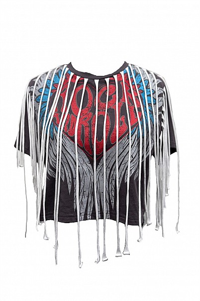 FRINGE REBEL GRAPHIC CROP TEE