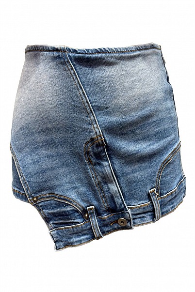 CROSSLINE WRAP DENIM SKORT