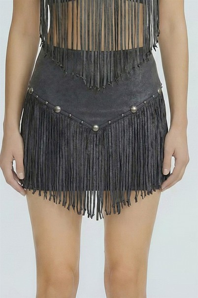 DESERT MOON STUDDED FRINGE SKORT