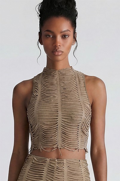 RAZE TEXTURED RACER CROP TOP