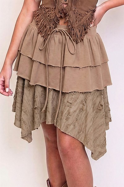 DUSTLINE LAYERED ASYMMETRY SKIRT