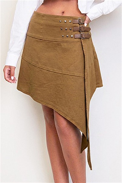 FRONTIER BUCKLE ASYMMETRY MINI SKIRT