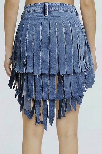 ROGUE FRINGE CASCADE DENIM SHORTS