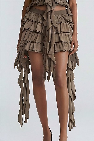 DESERT CASCADE RUFFLE MINI SKIRT