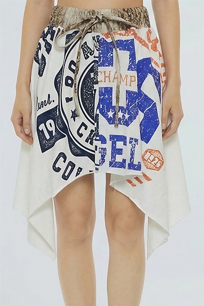 VARSITY DRIFT ASYMMETRICAL SKIRT