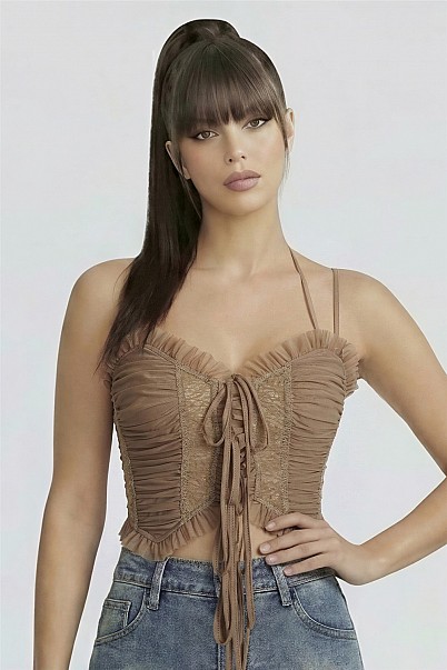 DESERT LACE HALTER CORSET TOP