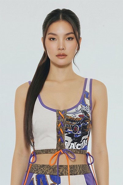 RACE REBEL LACE-UP CROP TOP