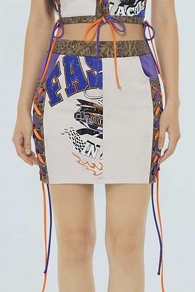 RACE REBEL LACE-UP MINI SKIRT