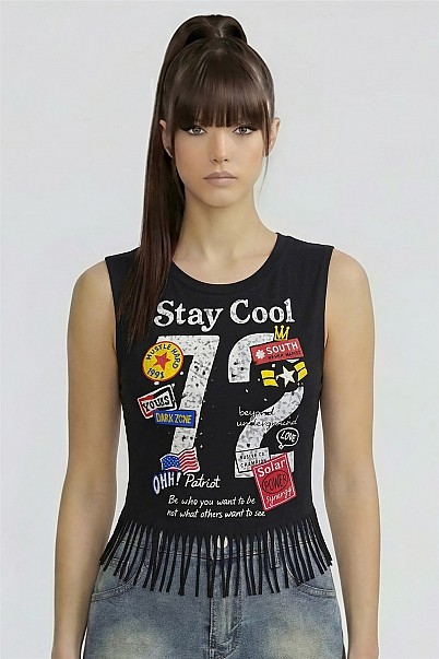 STAY COOL 72 FRINGE MUSCLE TEE