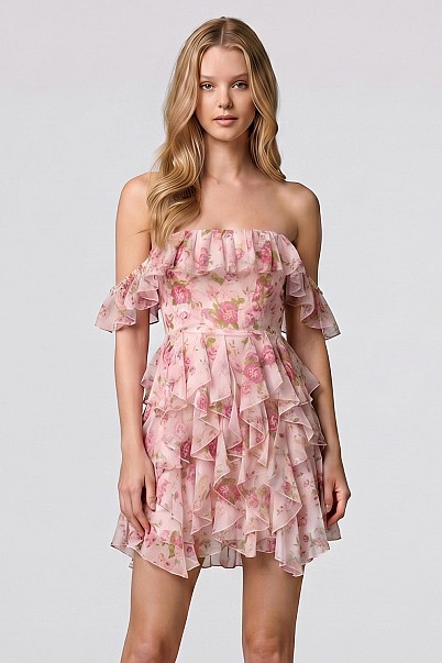 Rosabelle Ruffled Off-Shoulder Mini Dress